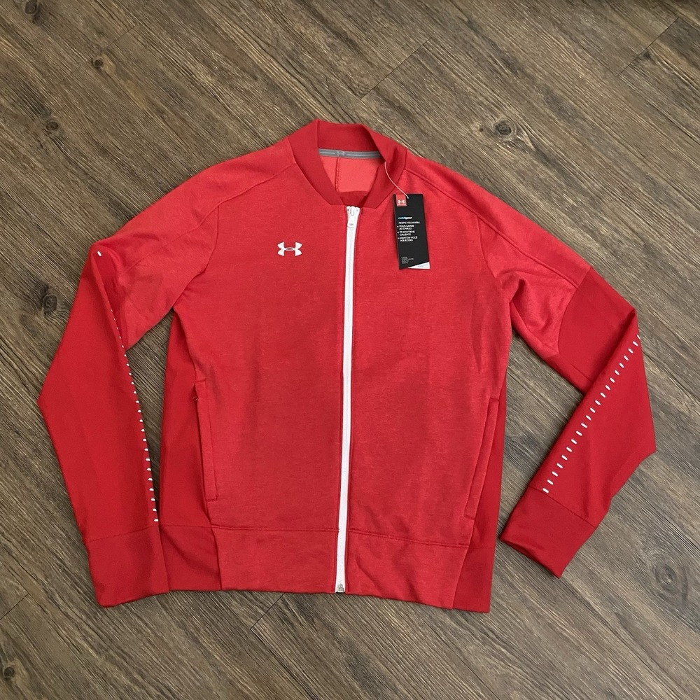 Under Armour Qualifier Red Zip Up Knit Warm-up Jacket